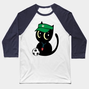 Cute Black Cat Playing Soccer Baseball T-Shirt